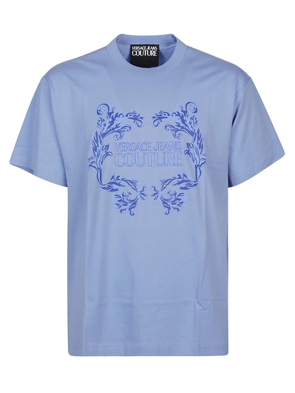 베르사체 진스 꾸뛰르 SS24 BAROQUE LOGO T-SHIRT 76GAHG02CJ00G Blue