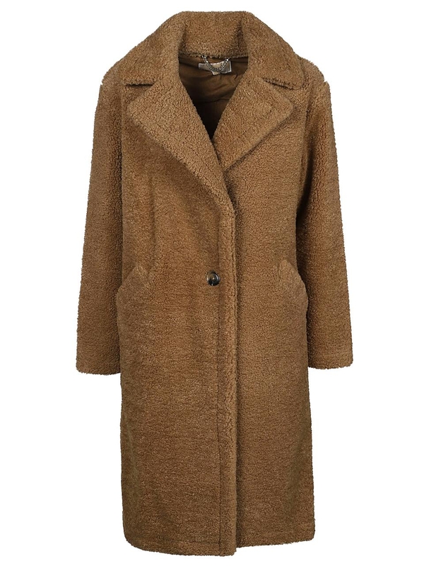 마이클코어스 FW24 OVERSIZED SHEARLING TEDDY COAT 77B1384M52 Brown