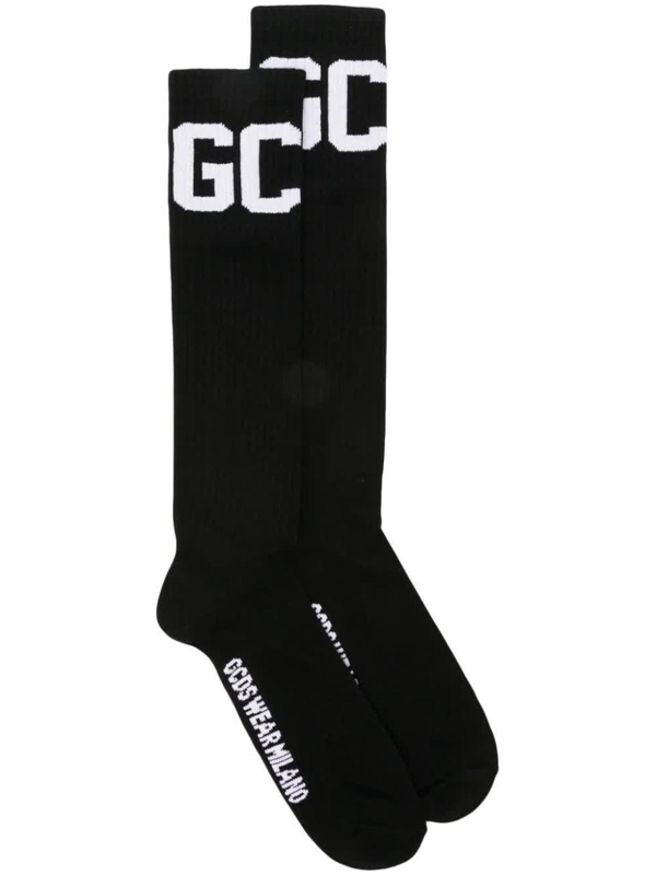 지씨디에스 SS24 MID CALF BAND LOGO SOCKS A1OU3800KC9 Black