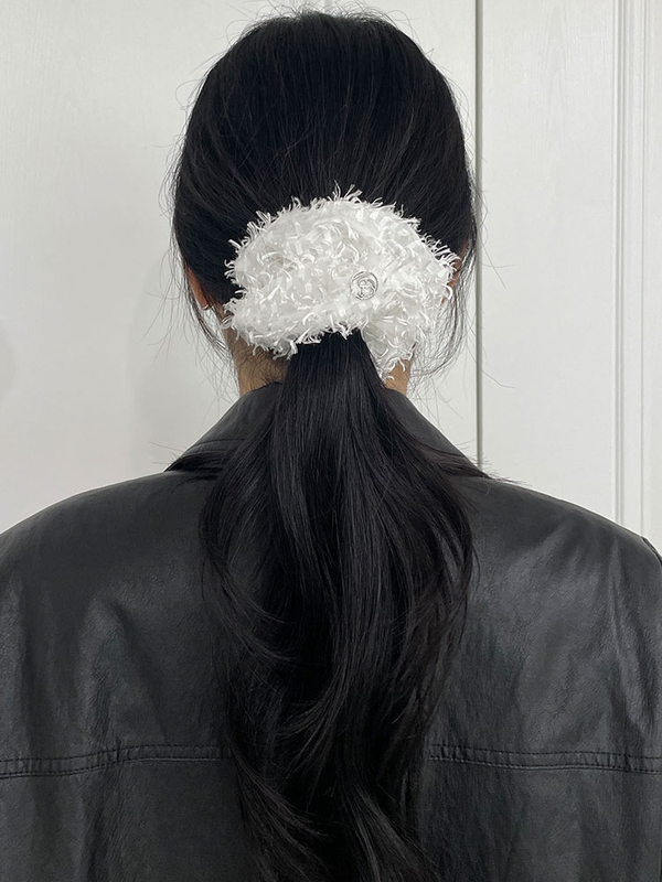 Feather Symbol Scrunchie (White)