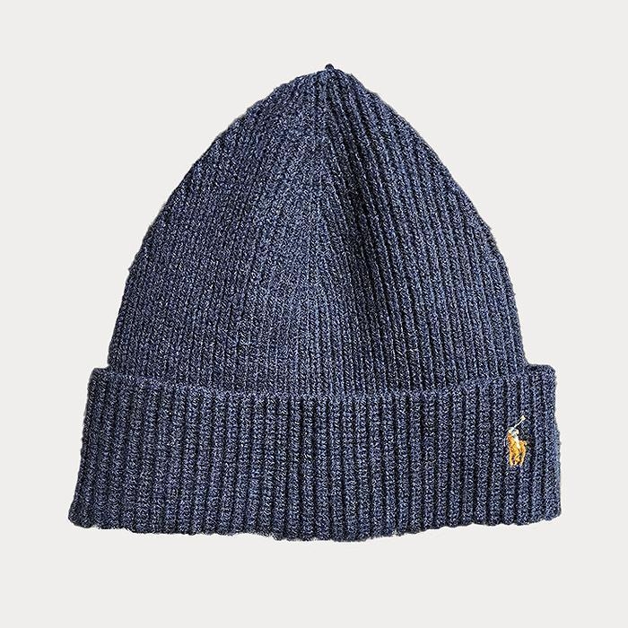 폴로 남성 Rib Knit 울 비니 Navy