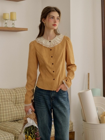 SR_Ruffle collar corduroy shirt