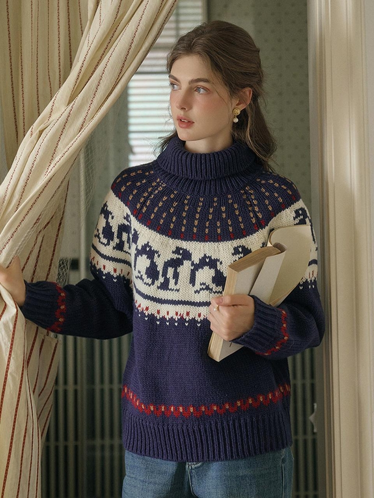 12/13 예약배송_SR_Fair isle turtleneck knit sweater