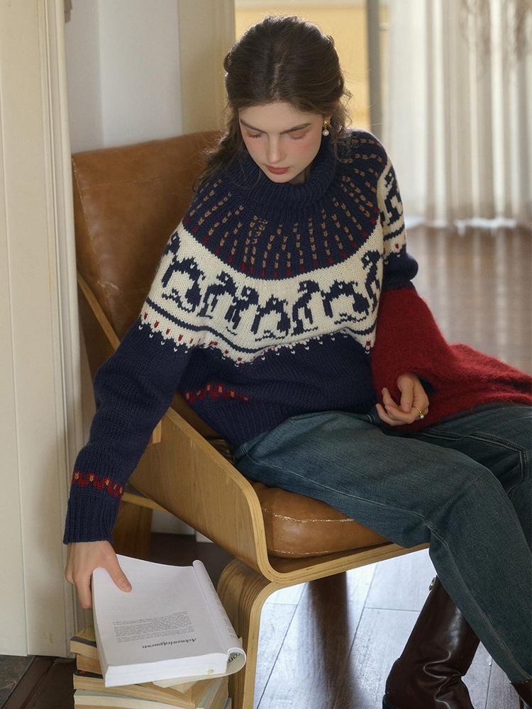 12/13 예약배송_SR_Fair isle turtleneck knit sweater