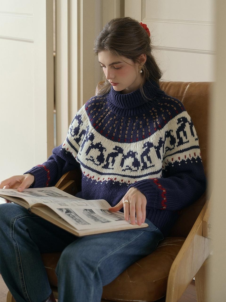 12/13 예약배송_SR_Fair isle turtleneck knit sweater