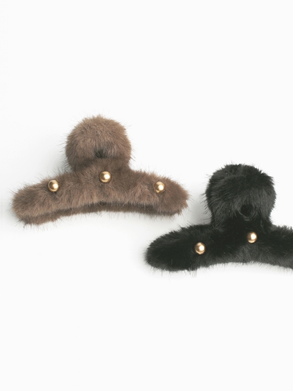 Soft eco fur Large Hair Claw Clip 에코퍼 라지 헤어집게핀