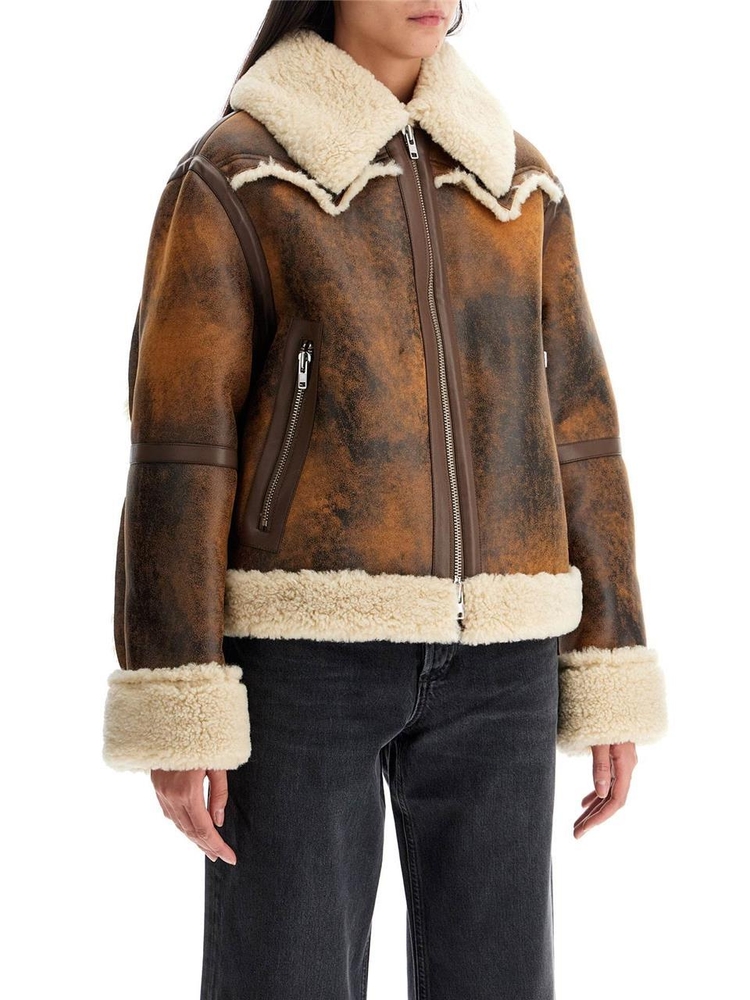 스탠드스튜디오 FW24 lessie faux shearling jacket 61957 9073 BROWN/NATURAL WHITE