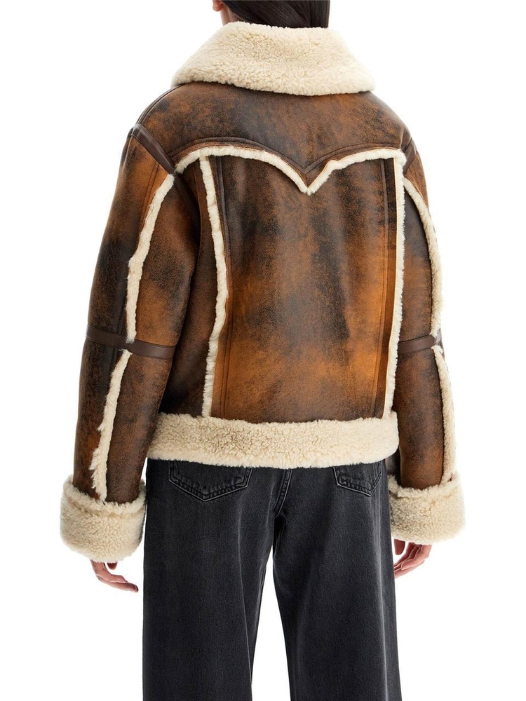 스탠드스튜디오 FW24 lessie faux shearling jacket 61957 9073 BROWN/NATURAL WHITE