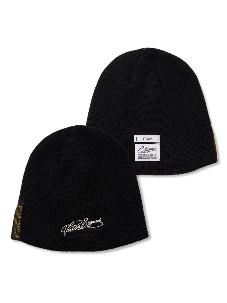 Vatos Squad Embroidered Beanie Black