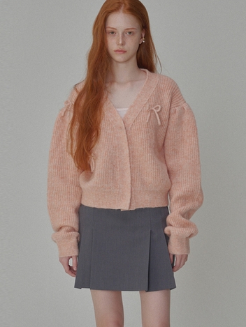 [리퍼브]Mohair Ribbon Pointed Cardigan_Pink