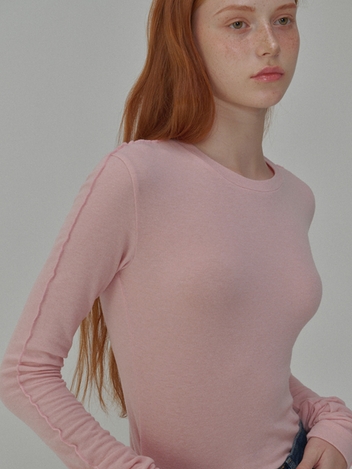 [리퍼브]See-Through Wool Jersey T-shirt_Pink