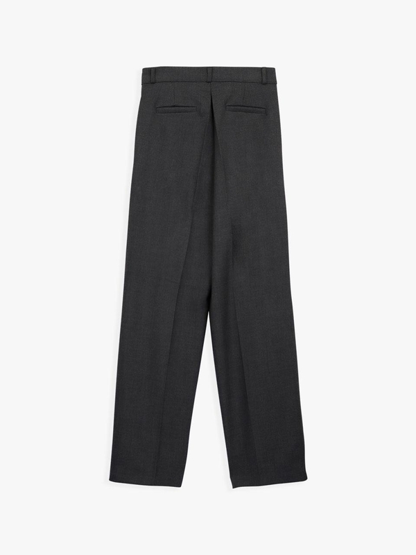 FLEECE PLEATED LOOSE FIT SLACKS_GREY