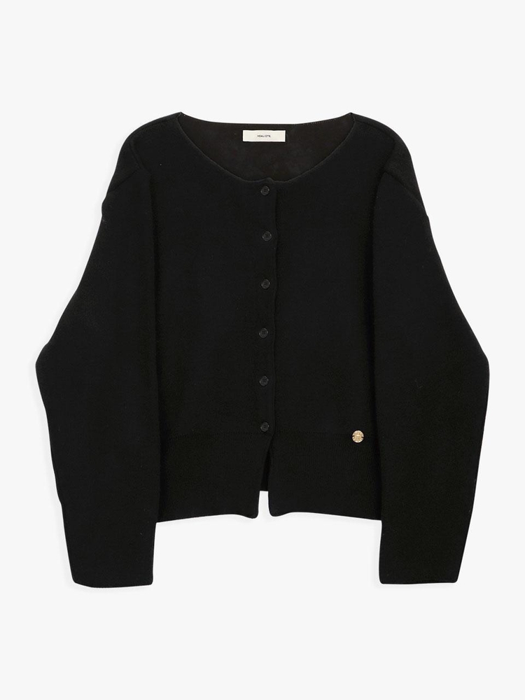 ROUND-NECK CASHMERE WOOL CARDIGAN_BLACK