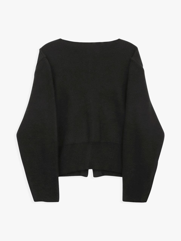 ROUND-NECK CASHMERE WOOL CARDIGAN_BLACK