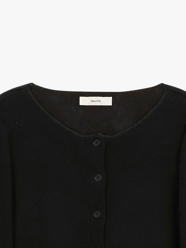 ROUND-NECK CASHMERE WOOL CARDIGAN_BLACK