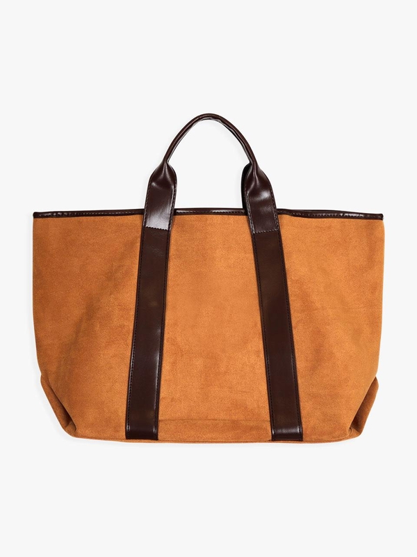 VINTAGE LEATHER SUEDE TOTE BAG_CAMEL