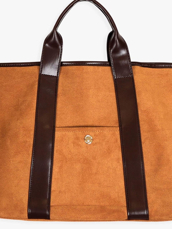 VINTAGE LEATHER SUEDE TOTE BAG_CAMEL