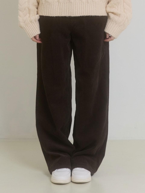 CORUDORY LONG WIDE PANTS_BROWN