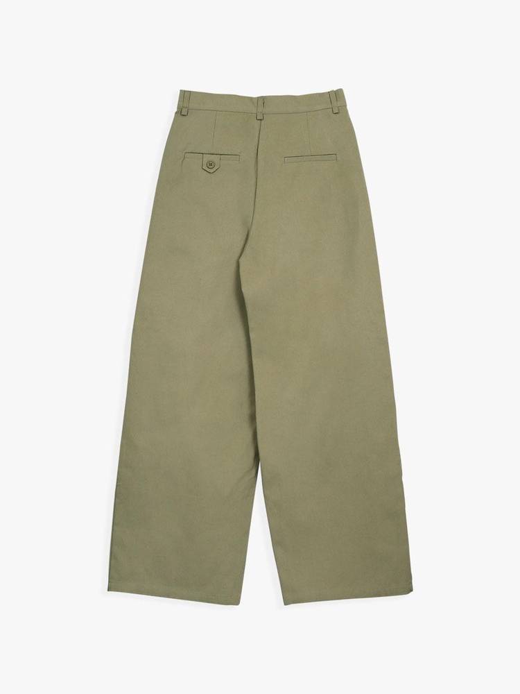 ESSENTIAL PIN-TUCK WIDE PANTS_KHAKI