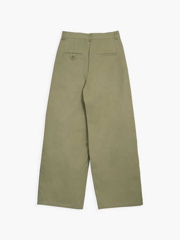 ESSENTIAL PIN-TUCK WIDE PANTS_KHAKI