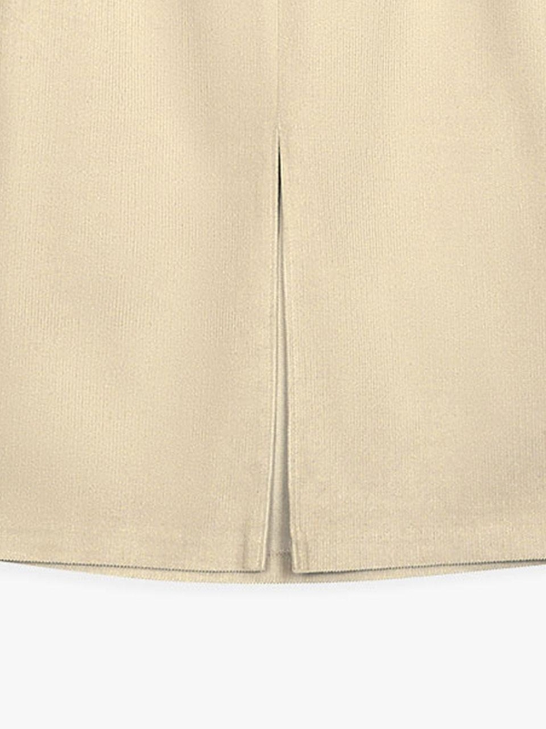 FRONT SLIT CORDUROY LONG SKIRT_BEIGE