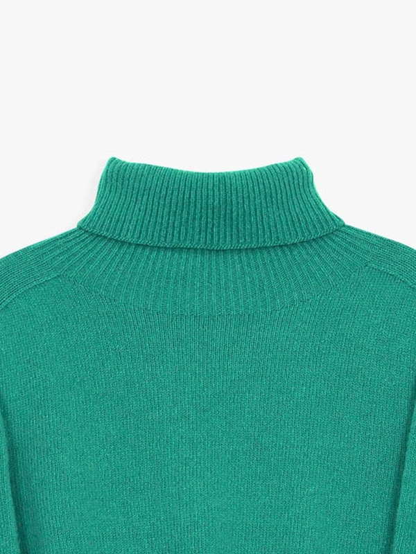 WHOLE GARMENT LOOSE FIT TURTLENECK KNIT_GREEN