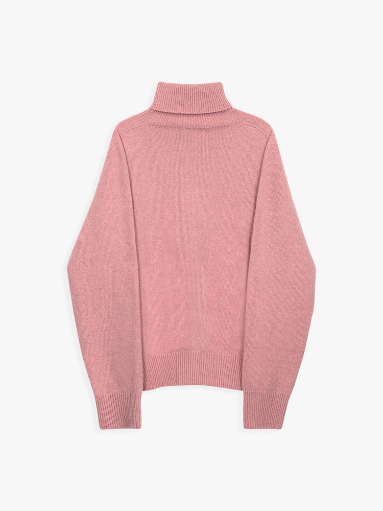 WHOLE GARMENT LOOSE FIT TURTLENECK KNIT_PINK