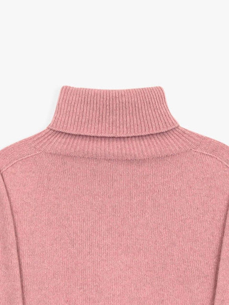 WHOLE GARMENT LOOSE FIT TURTLENECK KNIT_PINK