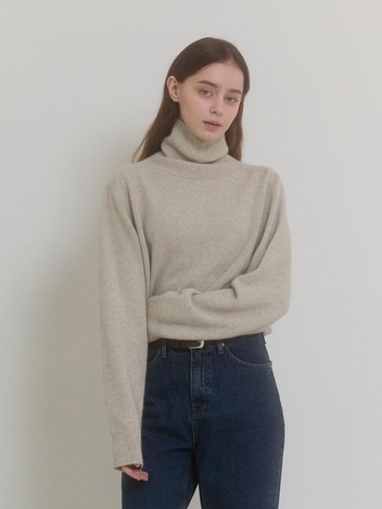 WHOLE GARMENT LOOSE FIT TURTLENECK KNIT_OATMEAL