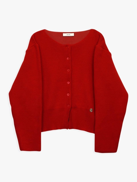 ROUND-NECK CASHMERE WOOL CARDIGAN_RED