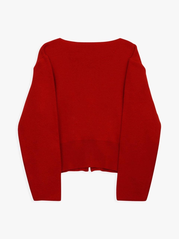 ROUND-NECK CASHMERE WOOL CARDIGAN_RED