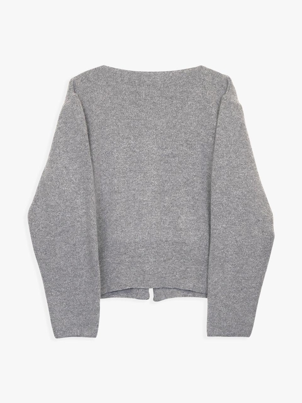 ROUND-NECK CASHMERE WOOL CARDIGAN_GREY