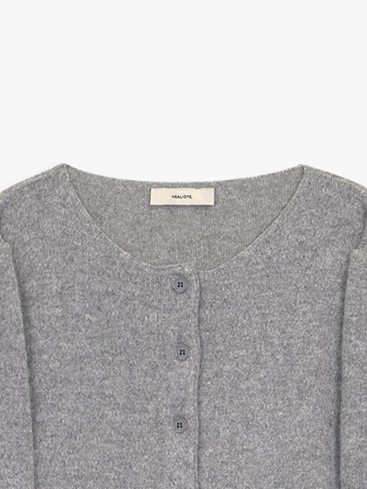 ROUND-NECK CASHMERE WOOL CARDIGAN_GREY