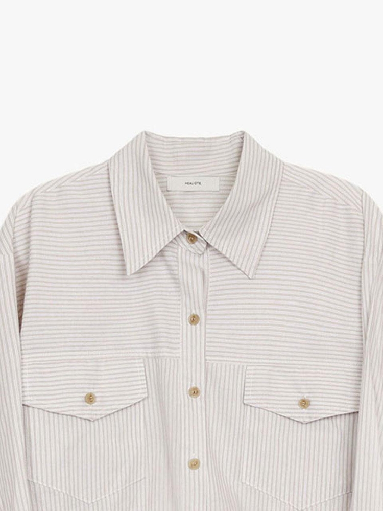 STRIPE POCKET SHIRT_BEIGE