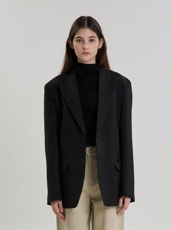 NOTCHED COLLAR BLAZER_BLACK