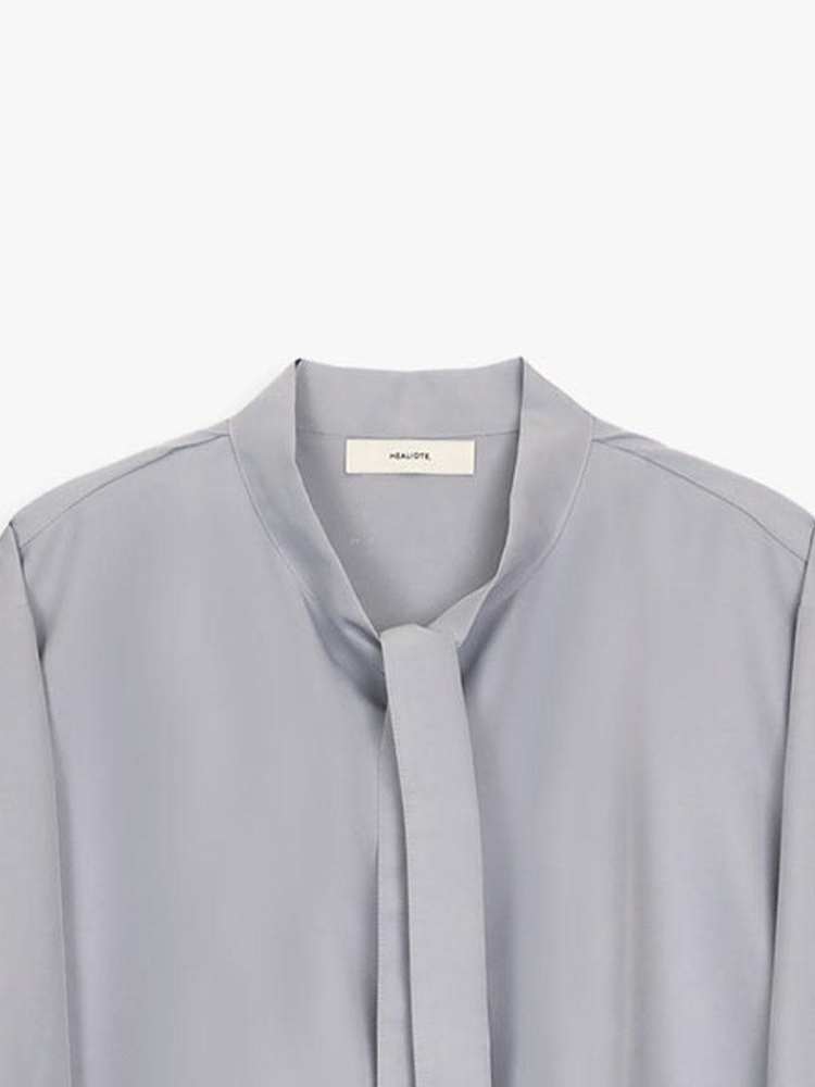 ESSENTIAL TIE BLOUSE_GREY