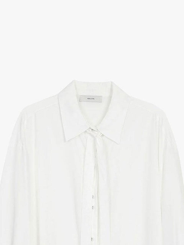 DOUBLE BUTTON TIE SHIRT_WHITE