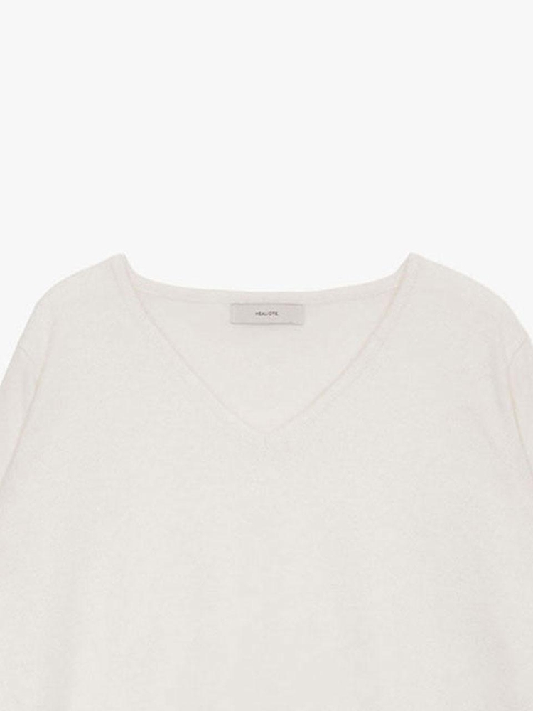 ESSENTIAL CASHMERE V-NECK KNIT_IVORY