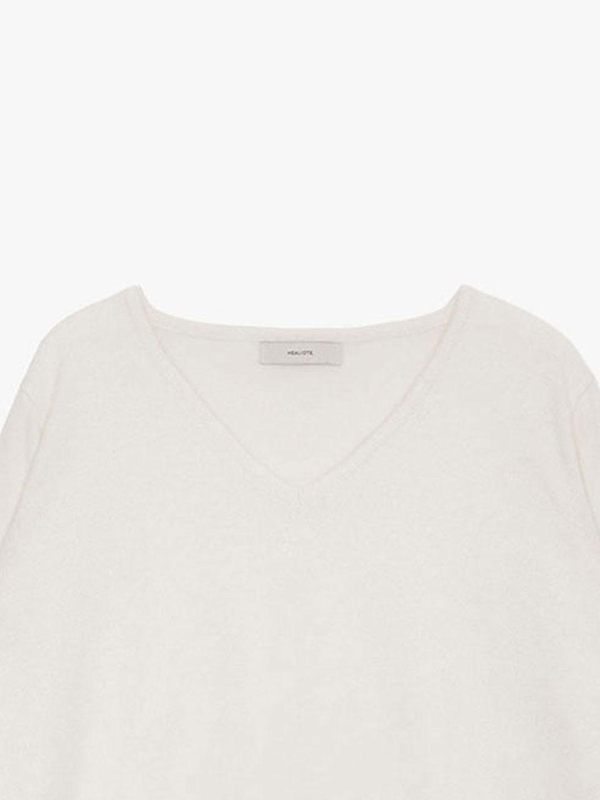 ESSENTIAL CASHMERE V-NECK KNIT_IVORY