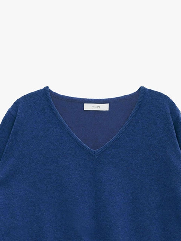 ESSENTIAL CASHMERE V-NECK KNIT_BLUE