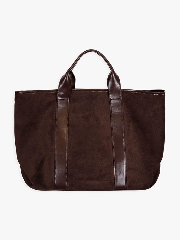 VINTAGE LEATHER SUEDE TOTE BAG_BROWN