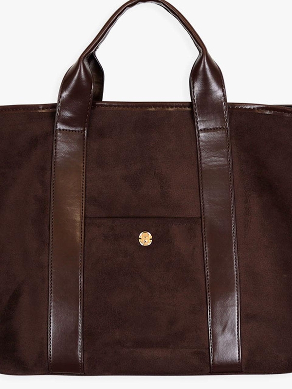 VINTAGE LEATHER SUEDE TOTE BAG_BROWN