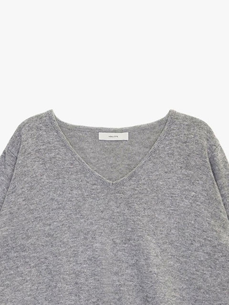 ESSENTIAL CASHMERE V-NECK KNIT_GREY