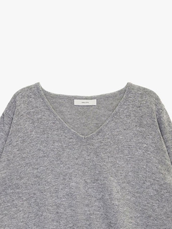 ESSENTIAL CASHMERE V-NECK KNIT_GREY