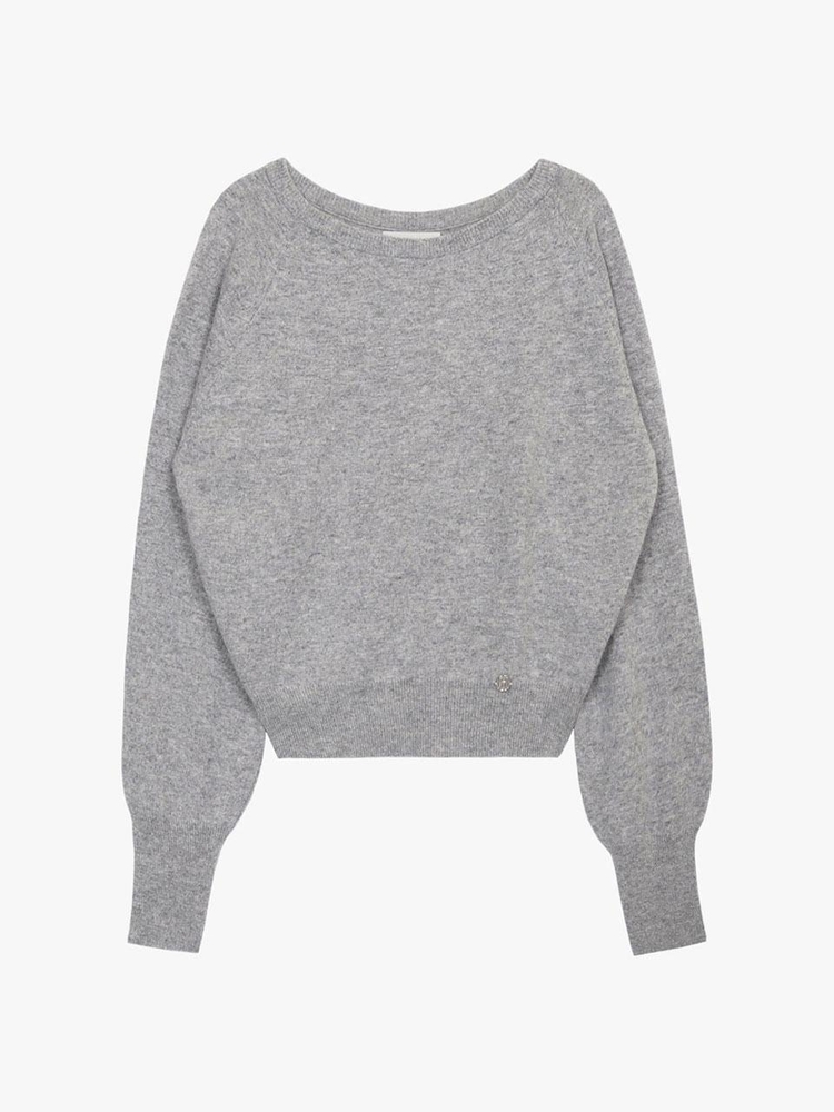 SOFT BOAT NECK KNIT_MELANGE GREY