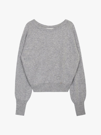 SOFT BOAT NECK KNIT_MELANGE GREY