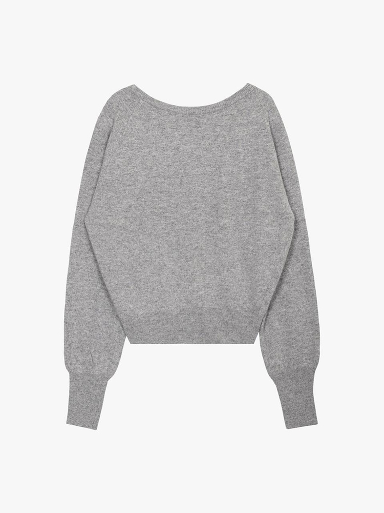 SOFT BOAT NECK KNIT_MELANGE GREY