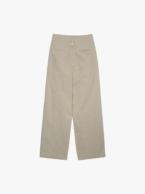 PINTUCK COTTON PANTS_BEIGE