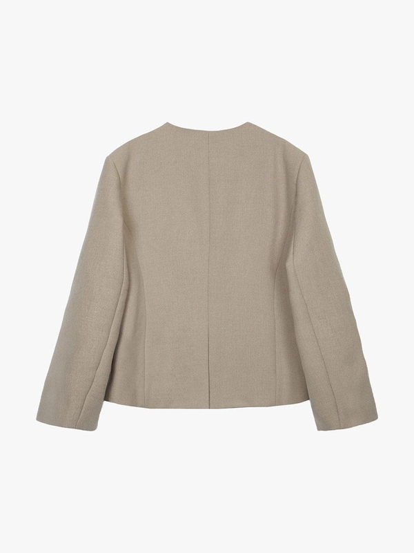 BERN COLLARLESS ROUND JACKET_BEIGE