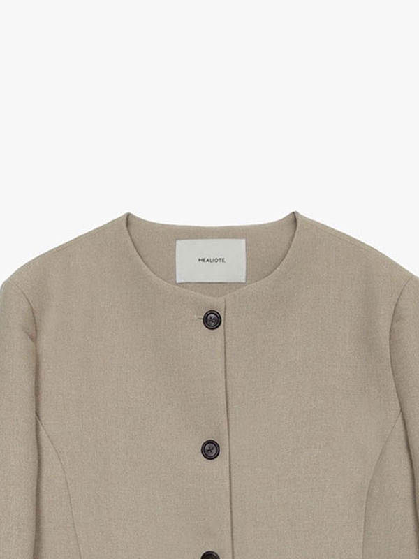 BERN COLLARLESS ROUND JACKET_BEIGE